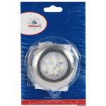 Luce di cortesia rotonda ghiera inox 6 LED blu