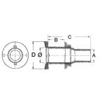 Scarico a mare inox 1" 1/4 x 39 mm