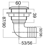 Scarico a mare a gomito 1" 1/2 x 51 mm - immagine 2