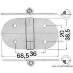 Cerniera inox rovesciata 68,5x38,5 mm - immagine 2