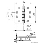 Cerniera inox 102x102x4 mm - immagine 2