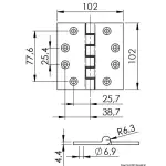 Cerniera inox 102x102x4 mm - immagine 2