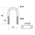 Cavallotto inox 155 mm piastrina 100x27 mm - immagine 2