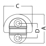 Pad eye 45x45 mm anello 6 mm (2 fori) carico di rottura 1800 kg - immagine 2