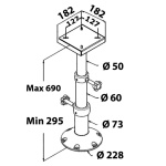 Gamba tavolo tritelescopica in alluminio - immagine 4