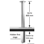 Gamba tavolo 2 stadi a scomparsa 12V c/piastra 90° - immagine 2
