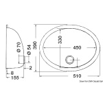 Lavello inox ovale 510 x 390 mm - immagine 2