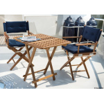 Sedia teak pieghevole rivestimento blu navy