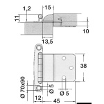 Cerniera inox con sbalzo 57x44 mm