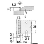 Cerniera inox piana 38x46 mm